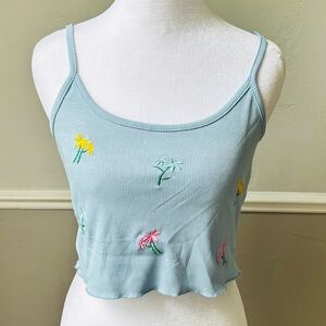 ROMWE Blue Fitted Crop Camisole
